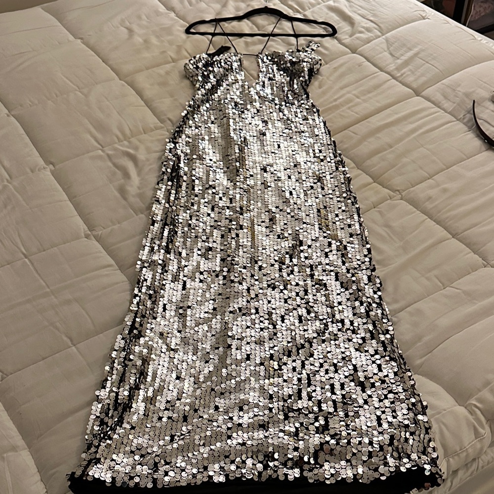 Nasty Gal Silver Sequin Dress